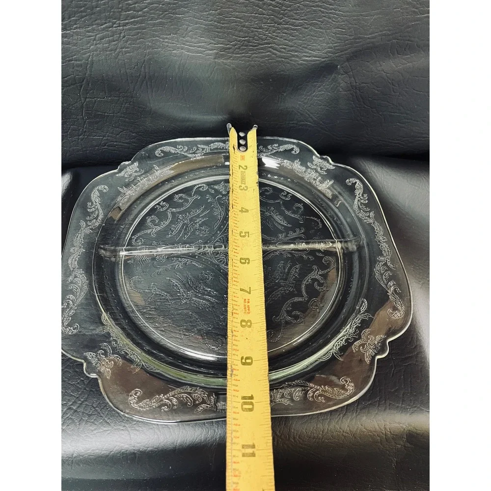 Indiana Glass Madrid Recollection Clear Divided Plate 10in Art Deco 30s Formal